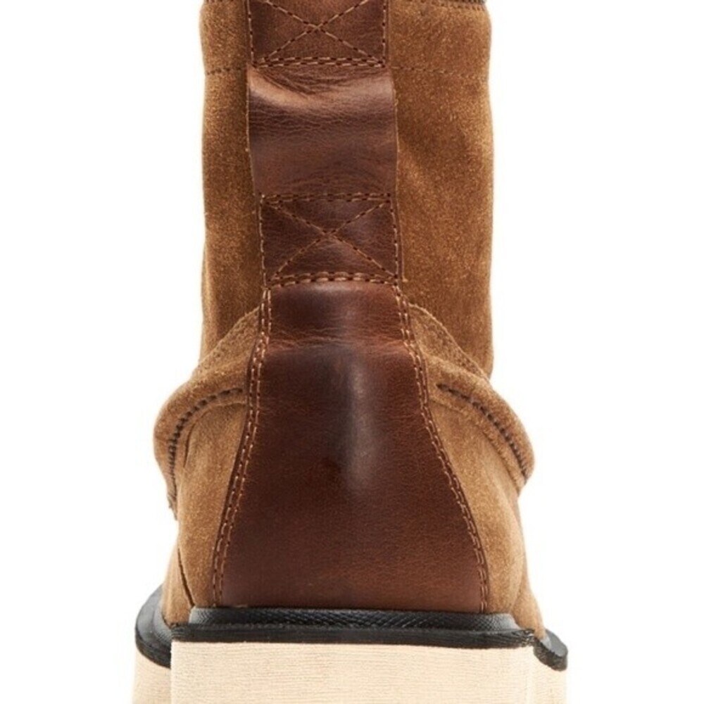 NWT Frye and Co Montana Waxed Suede Moc Toe Wedge Boots 9.5 M Tan Brown - Picture 5 of 11